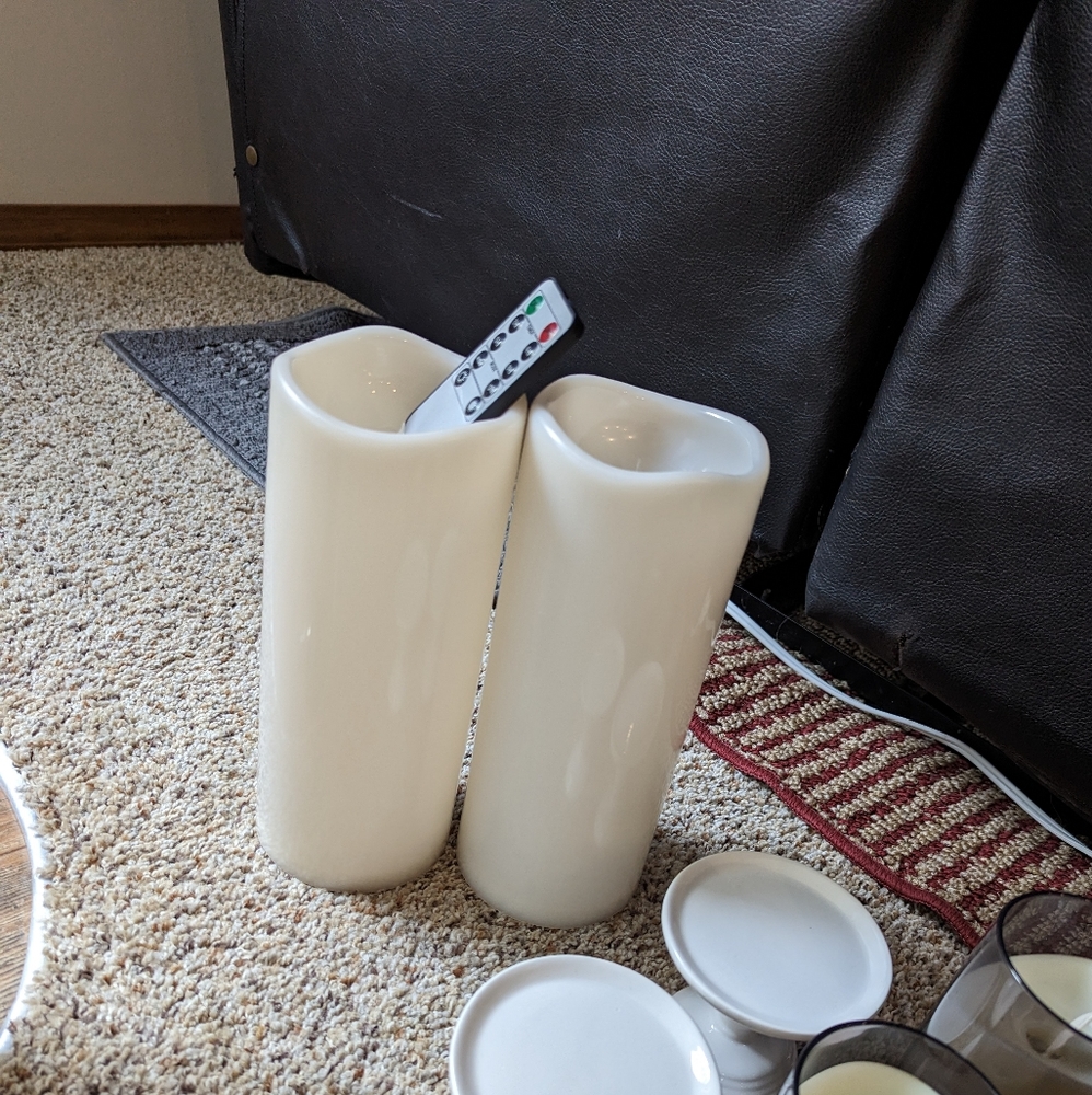 Large Flameless Candles, set of 2